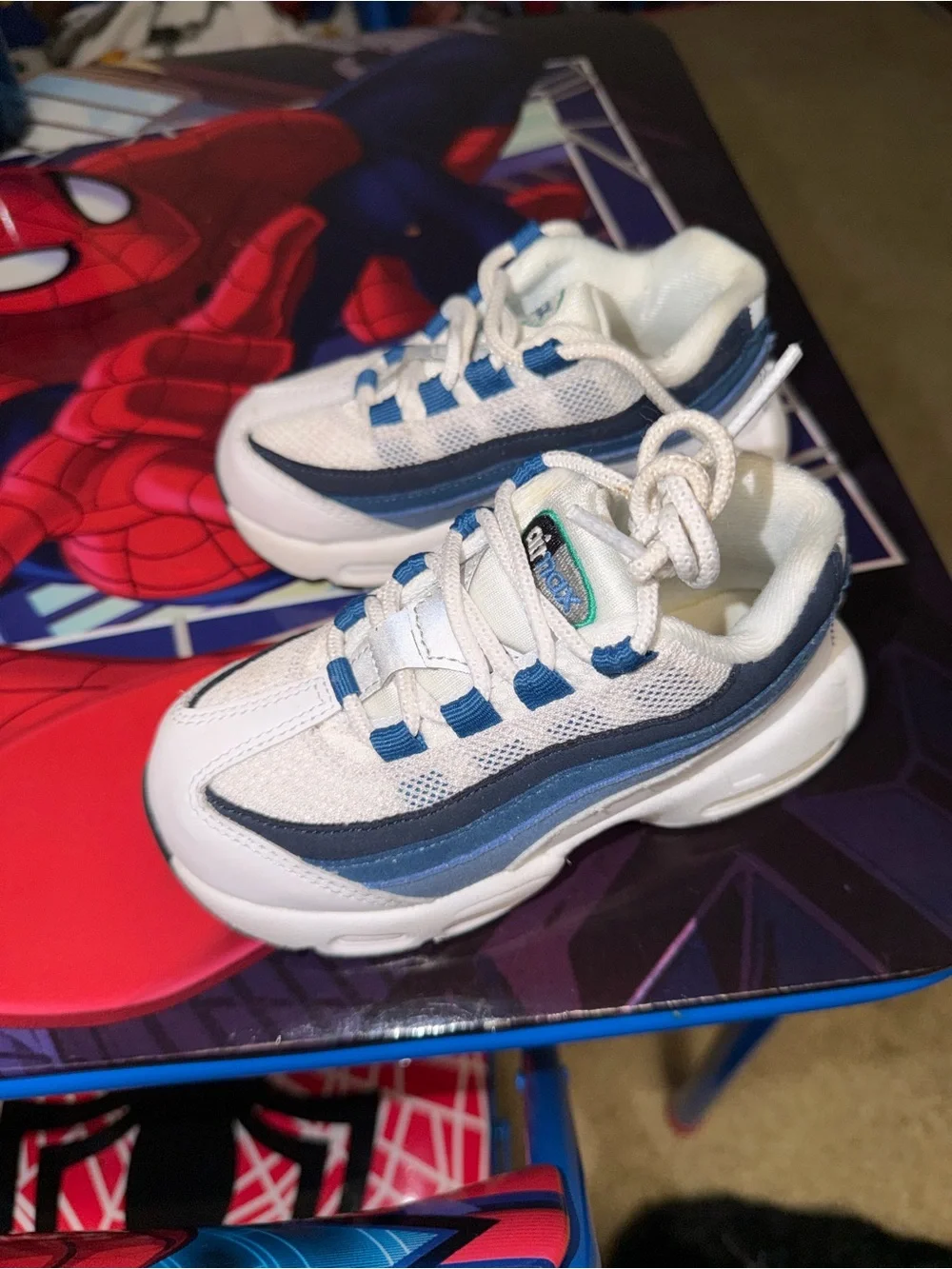 Nike Kids White and Blue Layered Athletic Sneakers